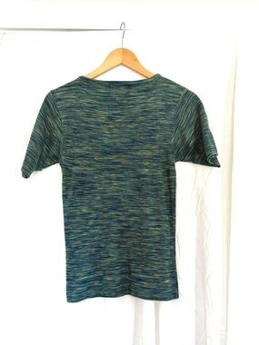 Vintage 90s Tricot St Raphael Multicolor Teal Knit Short Sleeve Tee, Large